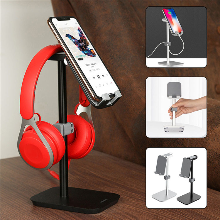 Aluminum Headphone Stand ທີ່ວາງໂທລະສັບມືຖືສໍາລັບໂຕະ